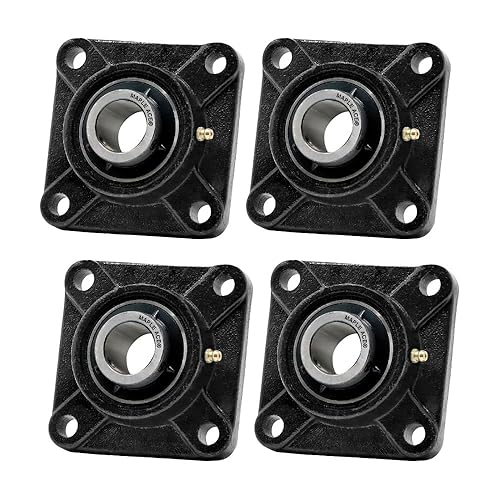 MAPLE ACE UCF209-28 Square Flange Bearing 1-3/4' Bore, 4-Bolt Self-Aligning, Solid Base, Heavy Duty (Qty 4) - Poueer