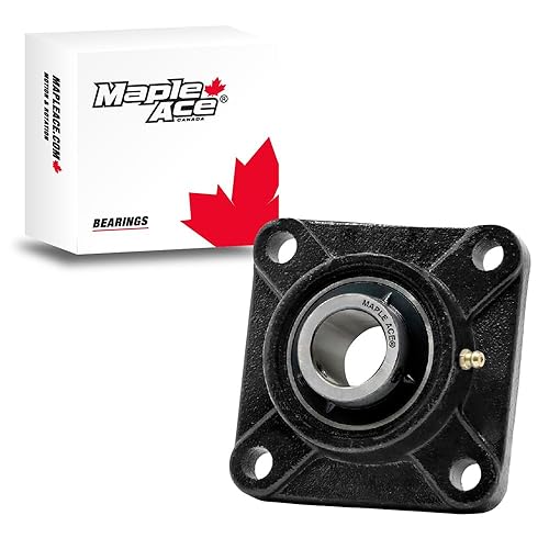 MAPLE ACE UCF209-28 Square Flange Bearing 1-3/4' Bore, 4-Bolt Self-Aligning, Solid Base, Heavy Duty (Qty 4) - Poueer