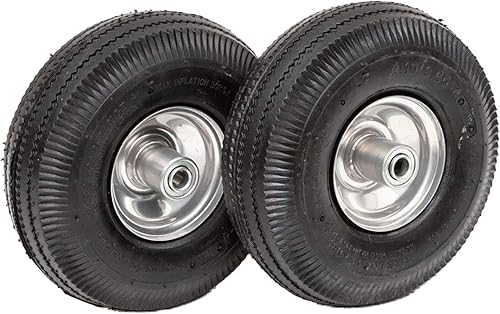 Pneumatic 4.10/3.50-4 Tire, Wagon/Utility cart/Hand truck Replacement, Gray, Set of two - Poueer