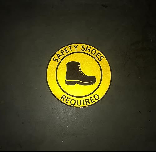 TRADESAFE Safety Glasses Required Anti-Slip Floor Sticker - Eye Protection Required Caution Sign, Peel and Stick Adhesive Vinyl Sign, ANSI-Compliant, 17” Diameter Round Sticker - Poueer