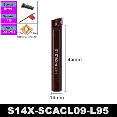 1Pcs S14X S16X SCACR SCBCR SCMCN SCACL SCBCL 06 09 L35 L45 L55 L65 L75 L85 L95 12mm 14mm 16mm CNC Turning Tools Toolholder Bar(S14X-SCACR09-L65) - Poueer