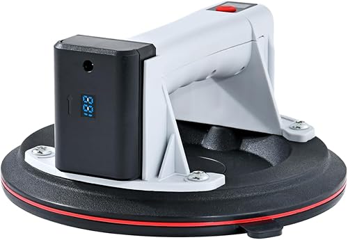 Electric Glass Suction Cup Lifter 8'-400lbs Max Load-Digital Display Suction Cups-Monitor-Auto Start Pump-Detachable Battery. Glass, Granite, Tile, Metal, Windshield Suction Cup Handles Tool. - Poueer