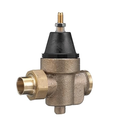 Watts LFN45B Series 3/4' Lead-Free Cast Copper Silicon Alloy Water Pressure Reducing Valve, Double Union Solder Inlet and Outlet, Elastomer Disc, Adjustable Pressure 25 to 75 psi, Maximum 400 psi - Poueer