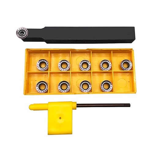 10pcs RPMT10T3 Indexable Carbide Inserts Milling Cutter with 1/2',5/8',' SRDPN Indexable Tool Holder Metal Lathe Cutting Tools (SRDPN1212H10+SRDPN1616H10+RPMT10T3) - Poueer