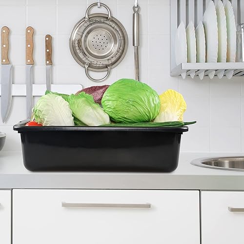 32 L Large Commercial Bus Box, 4-Pack Plastic Utility Bus Tub, Black - Poueer