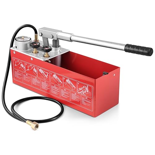 VEVOR Test Pump, Pressure Test Pump, Filling Pump, Pressure Test Pump, Hydrostatic Test Pump, Hydraulic Pressure Test Pump, 25 Bar / 2.5 MPa Water Pressure Tester, 12 L Tank Volume - Poueer