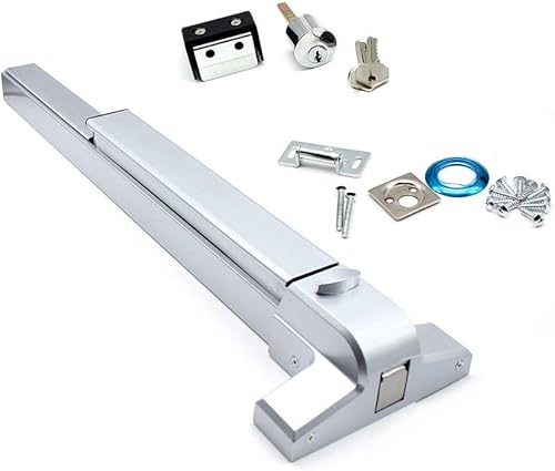 Door Push Bar Handles, Heavy Duty Commercial Grade Exit Device, Stainless Steel, 27 inches - Poueer