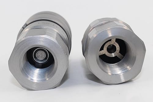 1/2'' NPT Flat Face Hydraulic Quick Connect Coupling Set Skid Steer Loader Quick Disconnect Coupler with Dust Caps ISO12.5 - Poueer