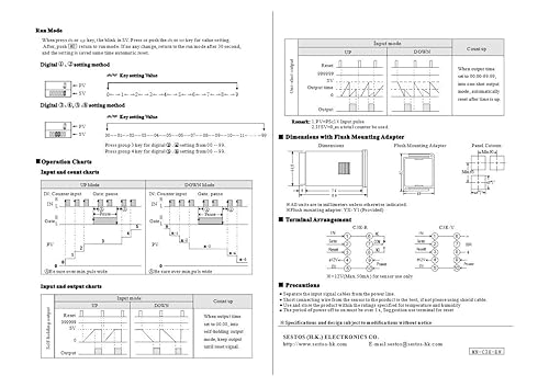 Digital Counter C1S-R-220 AC 100-240V Maximum Speed 5kcps. NPN and PNP inputs can be Switched. Input Signal: Input, Pause, Reset. Output: Relay - Poueer