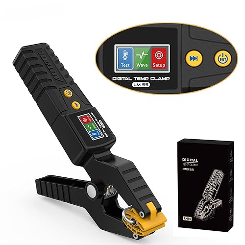 HVAC Digital Thermometer LM55 Digital Temp Clamp HVAC Thermometer High Precision Sensor Real-Time Temp Measurement for Heating&Cooling Systems -50°C~260°C Store 8 Waveform Data, Ajustable Brightness - Poueer