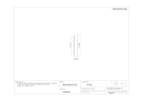Timken 27687 Tapered Roller Bearing, Single Cone, Standard Tolerance, Straight Bore, Steel, Inch, 3.2500' ID, 1.0000' Width - Poueer