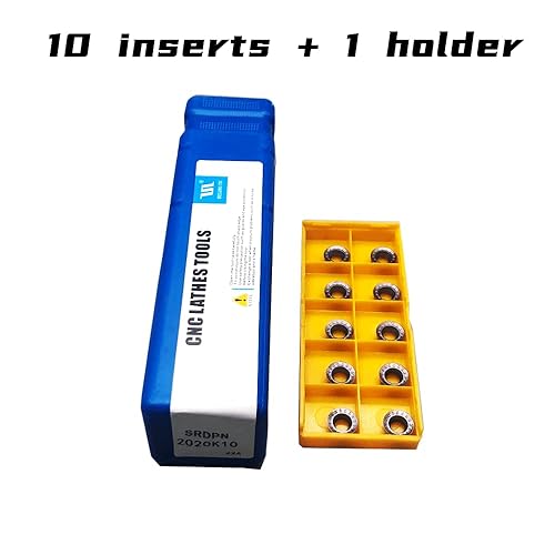 10pcs RPMT10T3 Indexable Carbide Inserts Milling Cutter with 1/2',5/8',' SRDPN Indexable Tool Holder Metal Lathe Cutting Tools (SRDPN1212H10+SRDPN1616H10+RPMT10T3) - Poueer