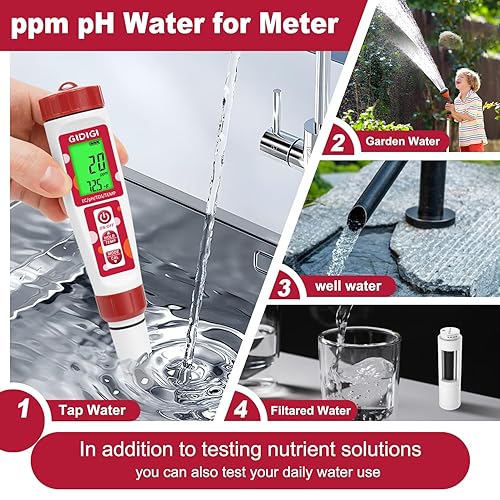 Digital Dissolved Oxygen Meter, GIDIGI Dissolved Oxygen Tester with ATC, DO Meter with 9.84ft DO Probe Cable and Digital 4 in 1 TDS EC Temp pH and ppm Meter for Nutrients Water - Poueer