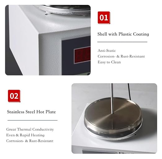 Magnetic Stirrer, Magnetic Stirrer Hot Plate, 110V 200W Magnetic Mixer, with Magnetic Stir Bar, Digital Display, Max. 2000RPM Speed Variable Control, Max. 1000ml Capacity - Poueer