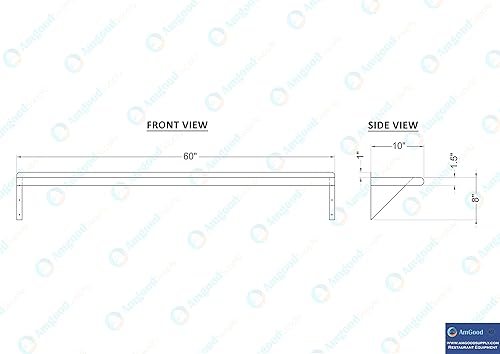 AmGood 10' X 60' Stainless Steel Wall Shelf | NSF | Metal Shelving | Garage, Laundry, Storage, Utility Room | Restaurant, Commercial Kitchen - Poueer