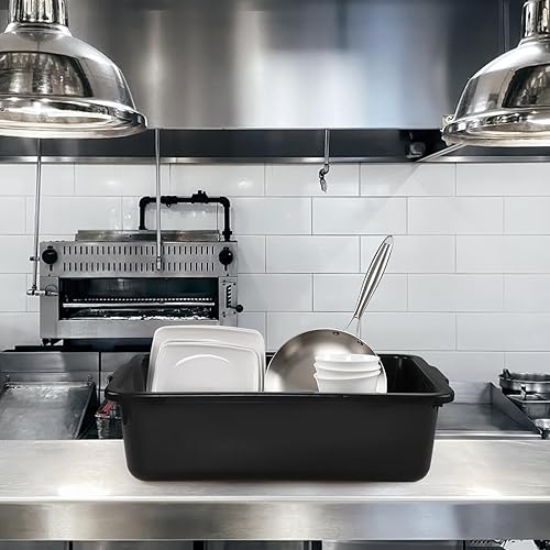 4-Pack 32 Liter Large Black Bus Tubs, Commercial Plastic Bus Trays - Poueer