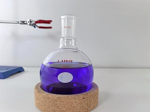 Laboy Glass 1000mL Single Neck Round Bottom Boiling Flask Heavy Wall with 24/40 Joint Heating Reaction Receiving Flask Organic Chemistry Lab Glassware - Poueer