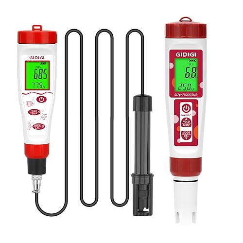 Digital Dissolved Oxygen Meter, GIDIGI Dissolved Oxygen Tester with ATC, DO Meter with 9.84ft DO Probe Cable and Digital 4 in 1 TDS EC Temp pH and ppm Meter for Nutrients Water - Poueer