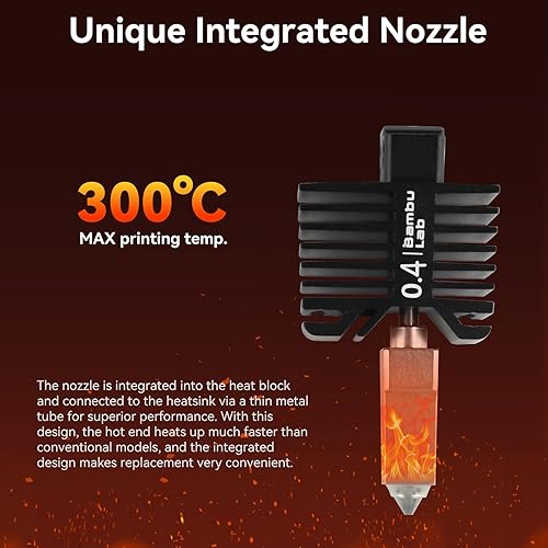 Bamboo Lab X1 Carbon, X1, X1C Hotend Complete Kit for X1 Series 3D Printer, Full Assembly Hardened Steel Hot End with Fan, Thermistor, Ceramic Heater, 0.4mm Nozzle, Extruder Heating Block Replacement - Poueer