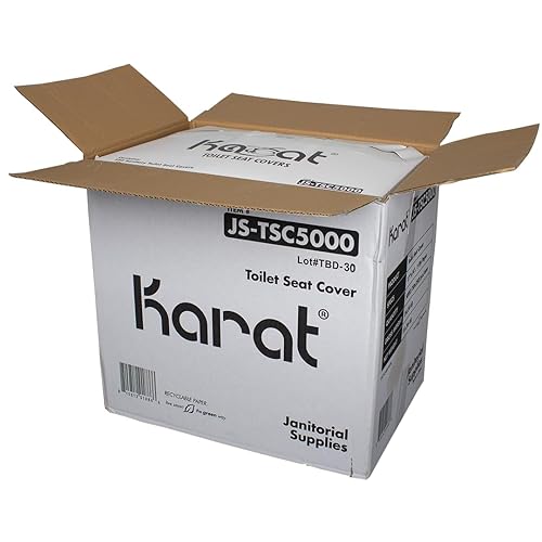 Karat Disposable Toilet Seat Covers, 250/Pack, 20 Packs/Case, Half-Fold Dispenser, Recycled, Commercial - Poueer