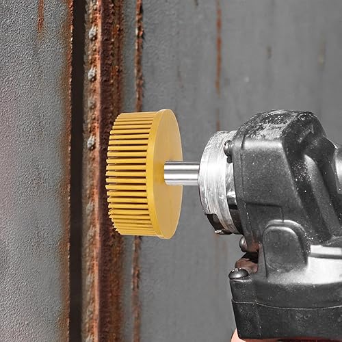 HARFINGTON 5pcs Bristle Disc 2' 50 Grit Abrasive Brush Deburring Electric Disc Brush with Quick Change Roll Lock Abrasive Coating Removal Disc for Metal, Green - Poueer