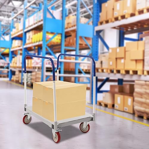 1500lbs Steel Panel Truck Cart, Platform Truck Cart, Lumber Cart Drywall Dolly Cart, Drywall Cart Panel Cart Dolly with 4 Dual-Bearing Casters, Steel Panel Cart, Steel Frame Dolly (1000lbs-39x24in) - Poueer