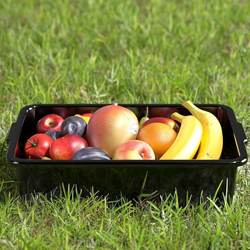 32 L Large Commercial Bus Box, 4-Pack Plastic Utility Bus Tub, Black - Poueer
