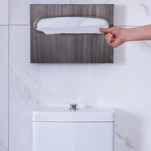 Toilet Seat Cover Dispenser - Enhanced Anti-Fingerprint Coating, HighQuality Stainless Steel, Wall-Mounted for Commercial Bathrooms - Holds 250 Seat Covers - Gold - Poueer