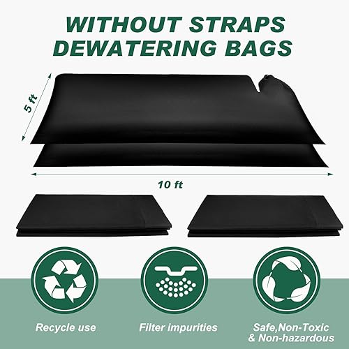 1 Pcs Silt Bags for Dewatering Filter Bag Non Woven Geotextile Fabric Oil Sludge Sediment Filter Bags for Construction, Black (5 x 10 ft) - Poueer