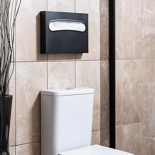 Toilet Seat Cover Dispenser - Enhanced Anti-Fingerprint Coating, HighQuality Stainless Steel, Wall-Mounted for Commercial Bathrooms - Holds 250 Seat Covers - Gold - Poueer