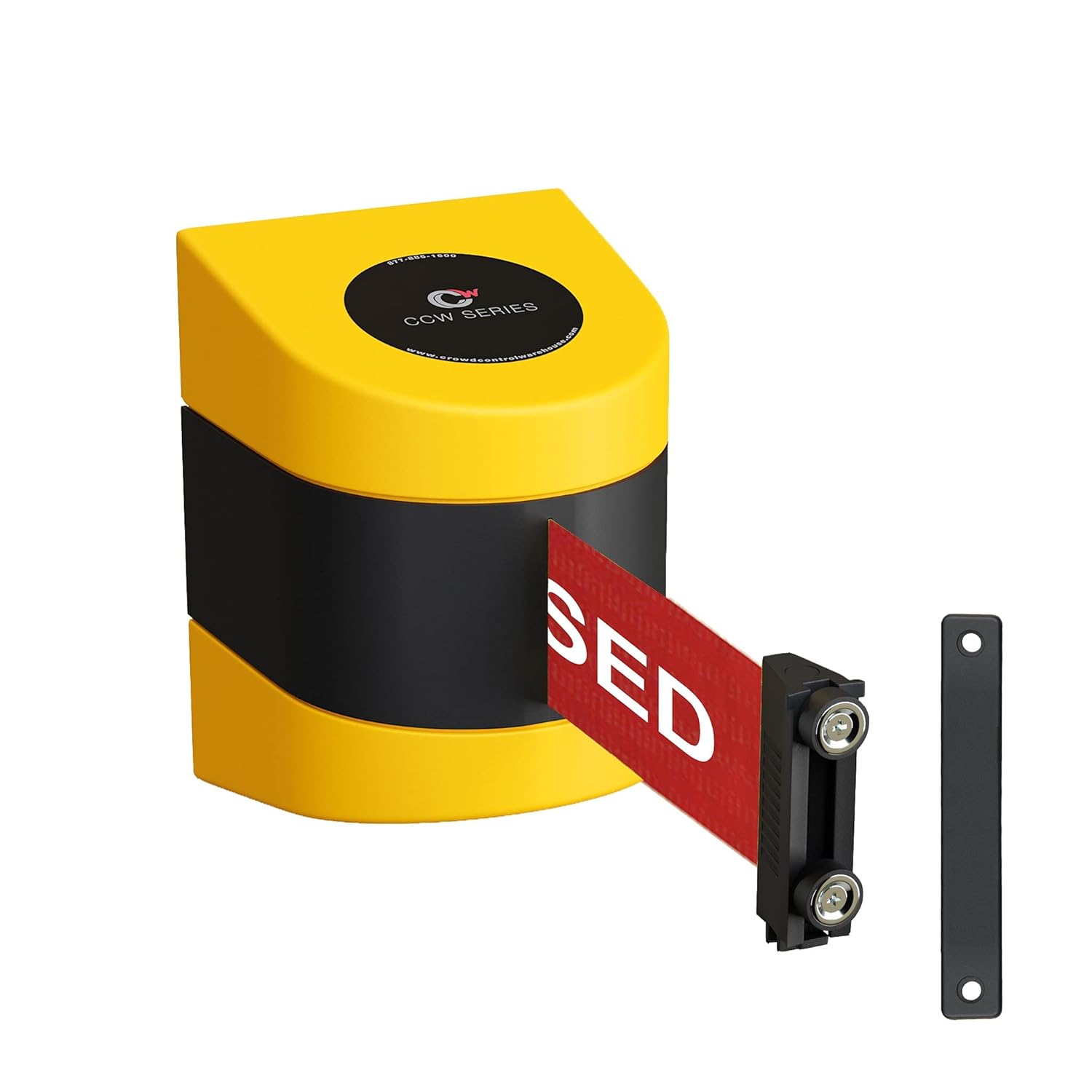 CCW Series WMB-230 Magnetic Wall Mount Retractable Belt Barrier (30 Foot Belt, Yellow with'Caution - DO NOT Enter' Black Letters Belt with Yellow ABS Case) - Poueer