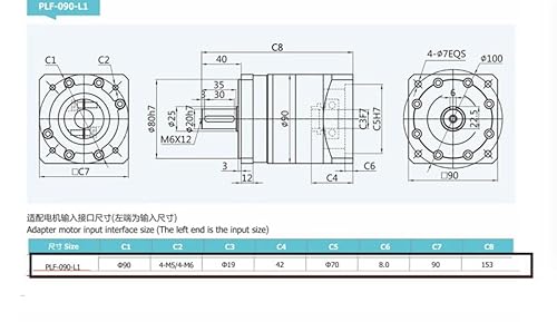 PLF090 Planetary Gearbox 3:1 Gear Ratio 19mm Input 20mm Output Shaft Single Stage Speed Reducer for 80mm Servo Motor - Poueer