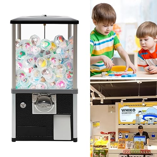 25-Cent Vending Machines for Kids, 20inch Large Gumball Vending Machine Commercial Vending Machine Candy Vending Machine with 1.77-1.97inch Window Capacity, Black - Poueer