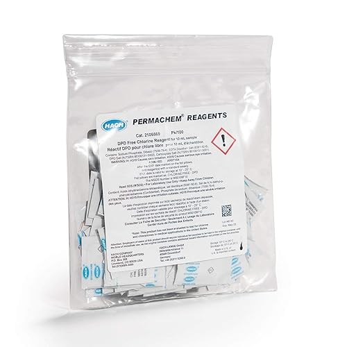 Hach 2105569 DPD Free Chlorine Reagent Powder Pillows, 10 mL, (Pack of 100) - Poueer