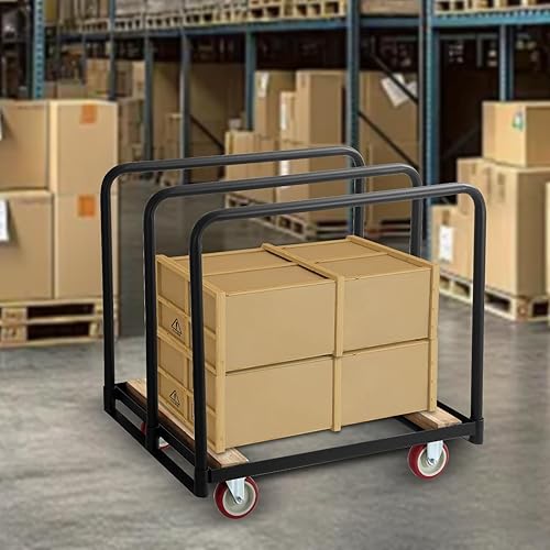 Panel Truck Cart with Handles, Steel Panel Dollies Cart with 4 Swivel Wheels, Drywall Sheet Carts Handling Wall Panel Rolling Dollies, 1500LBS Load Capacity Platform Truck Dollies - Poueer