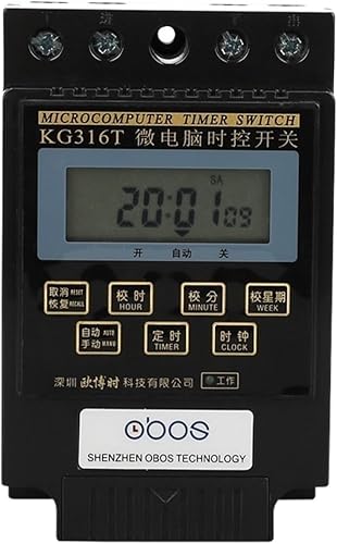 25A 220V Timer Digital din Rail 220V Timer Switch KG316T with 10 Times on/Off per Day/Weekly Set time rang 1min-168H - Poueer