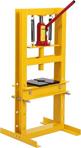 Hydraulic Shop Press, 6 Ton Hydraulic Press, H Frame Garage Floor Benchtop Press Adjustable Shop Press with Plate for Gears and Bearings - Poueer
