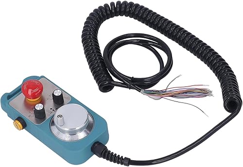CNC Handwheel, 100PPR CNC Electronic Handwheel with Emergency Stop Button, 4 Axes CNC Handwheel Controller Manual Pulse Generator - Poueer