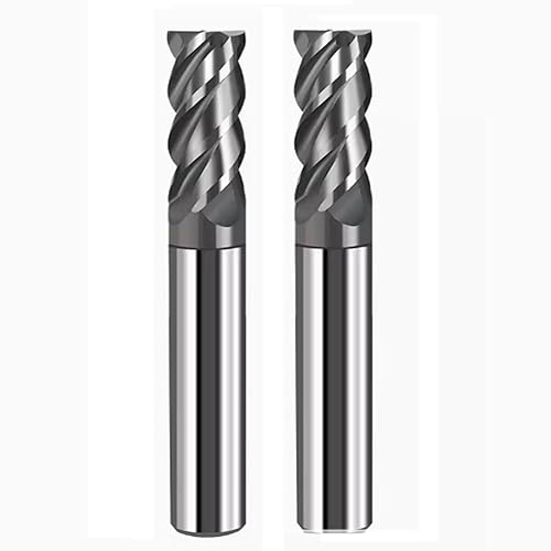 2PCS 1/2'' Carbide Square End Mill Bits Set, Milling Bits Cutter 1/2 Carbide End Mills for Alloy Steels/Hardened Steels, HRC 45 Deg Single End 4 Flute AlTiN Coating (2PCS 1/2in) - Poueer