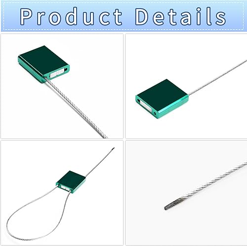 Security Cable Seals Numbered Anti-Tamper Steel Wire Cable Locks Self-Locking Trailer Shipping Seals (50pcs, Blue) - Poueer
