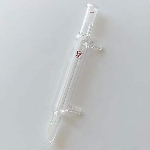 Liebig Condenser, Borosilicate Glass Liebig Condenser with 24/40 Joints, 400mm Jacket Length & 10mm Glass Hose Connection, Lab Glassware - Poueer