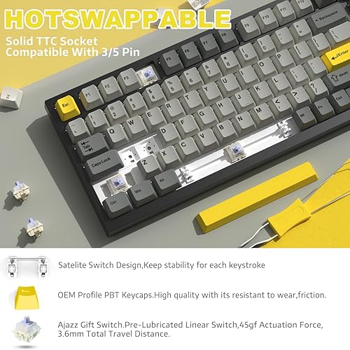 ATTACK SHARK X820ULTRA Wireless Gaming Mechanical Keyboard with TFT Smart Display&Knob,Side Printed PBT,Gasket Mounted 75% TKL Keyboard,BT5.0/2.4GHz/USB-C,RGB Backlit（White Contour,Shark Switch - Poueer