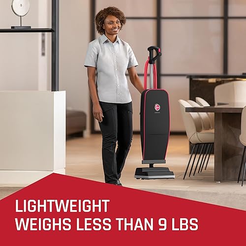 Hoover Commercial Superior Lite Upright Vacuum Cleaner, Bagged Professional Pro Grade, for Carpet and Hard Floor, CH50200, Black - Poueer