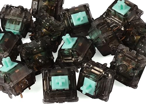 DUROCK Linear Switches, Creamy Green Stem L2 Linear 62g Switch, 5 Pins Smooth Lubed Mechanical Keyboard Switches (DUROCK L2 Smokey 62g, 90pcs) - Poueer