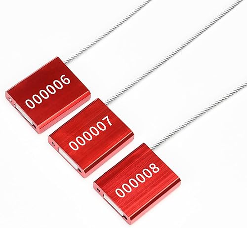 Security Cable Seals Numbered Anti-Tamper Steel Wire Cable Locks Self-Locking Trailer Shipping Seals (50pcs, Blue) - Poueer