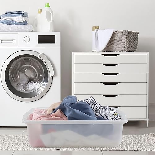 4-Pack 35 L Bus Box, Plastic Utility Bus Tub, Commercial Dish Pan, White - Poueer