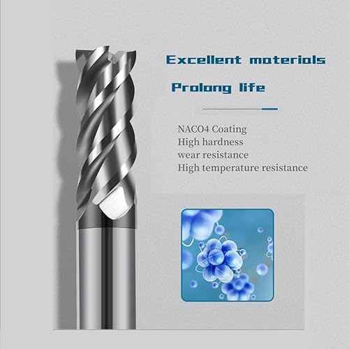 2PCS 1/2'' Carbide Square End Mill Bits Set, Milling Bits Cutter 1/2 Carbide End Mills for Alloy Steels/Hardened Steels, HRC 45 Deg Single End 4 Flute AlTiN Coating (2PCS 1/2in) - Poueer