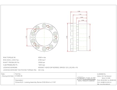 C193M-35 Series 193 Locking Assembly, Steel, 1.38' ID, 1.1' Width, 35 mm Shaft Diameter - Poueer