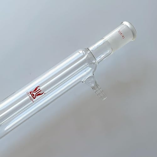 Liebig Condenser, Borosilicate Glass Liebig Condenser with 24/40 Joints, 400mm Jacket Length & 10mm Glass Hose Connection, Lab Glassware - Poueer