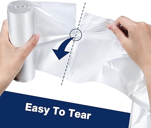 Clear Trash Can Liners, 10-15 Gallon, 24'' x 33'', Wholesale 1000 Count, High Density Garbage Bags for Bathroom, Office, Commercial and Industrial Use - Poueer